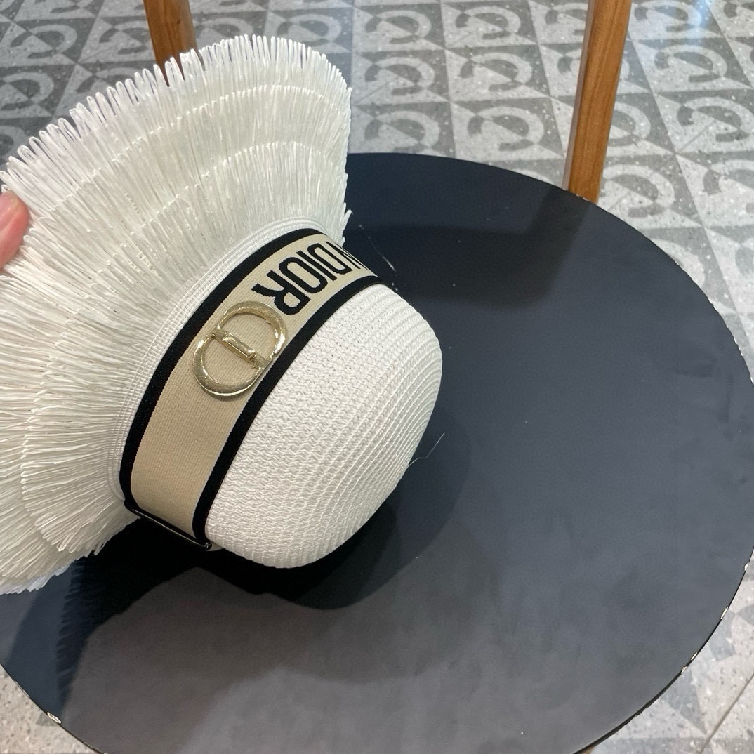    【DIOR迪奥】的新款草编遮阳草帽大沿帽🤩沙滩风，简约大方，百搭单品～出街首选，新款帽型超美腻，新