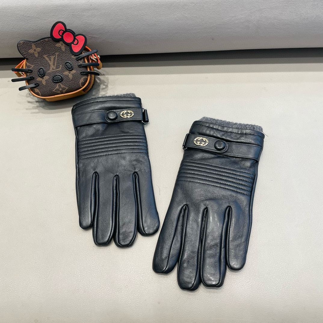 Gucci Gloves Men Cashmere Sheepskin