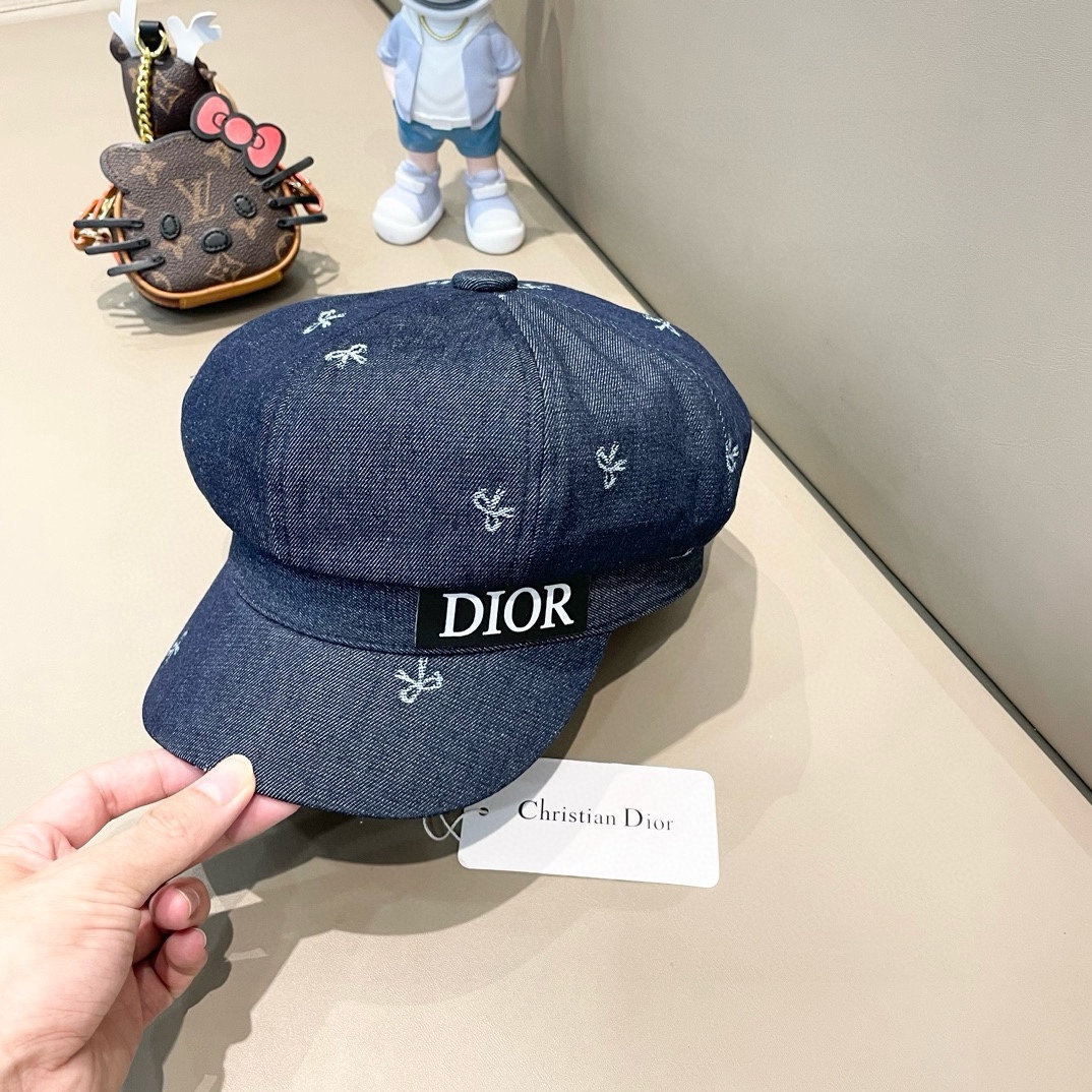NO:214355,Dior denim small bow autumn new Korean beret women fashion versatile casual shopping painter hat trendy hat fisherman hat baseball hat knit hat, hat, dior, espadrilles, hats19860909Dior 牛仔小蝴蝶结秋季新款韩系揪揪贝雷帽女时尚百搭休闲逛街画家帽潮帽子渔夫帽棒球帽针织帽,帽子,dior,espadrilles,hats,hat