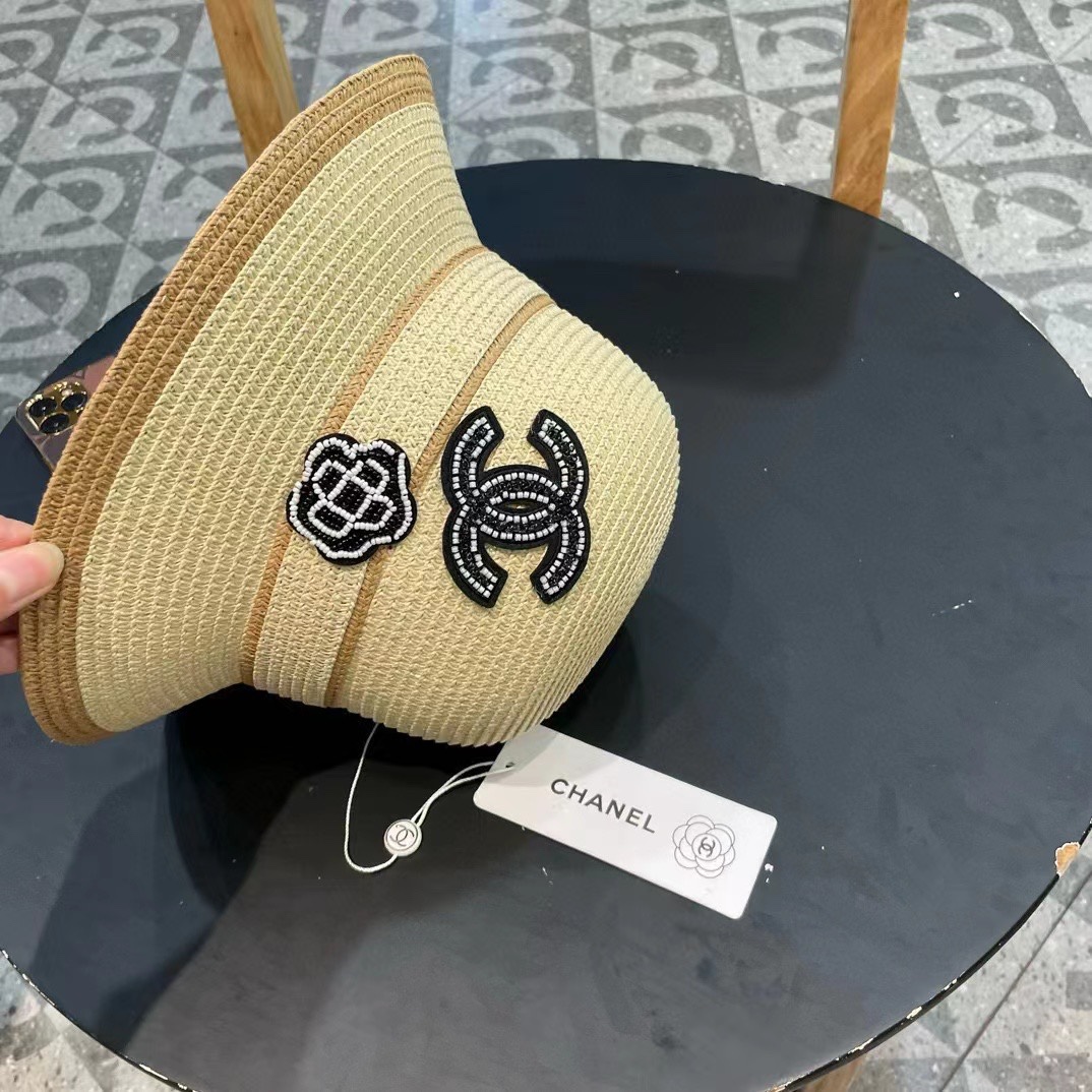 香奈儿Chanel帽子女款2025新款草编山茶花渔夫帽春夏季日系优雅防晒遮阳帽草帽