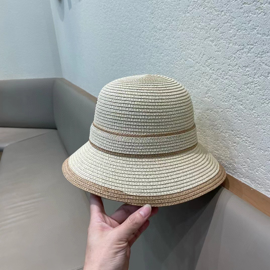 香奈儿Chanel帽子女款2025新款草编山茶花渔夫帽春夏季日系优雅防晒遮阳帽草帽