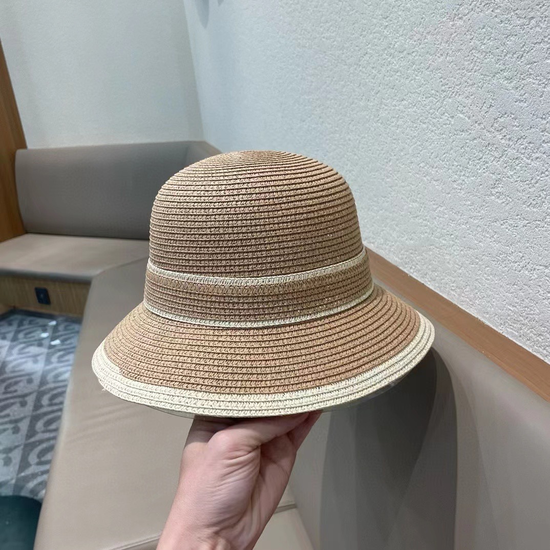 香奈儿Chanel帽子女款2025新款草编山茶花渔夫帽春夏季日系优雅防晒遮阳帽草帽