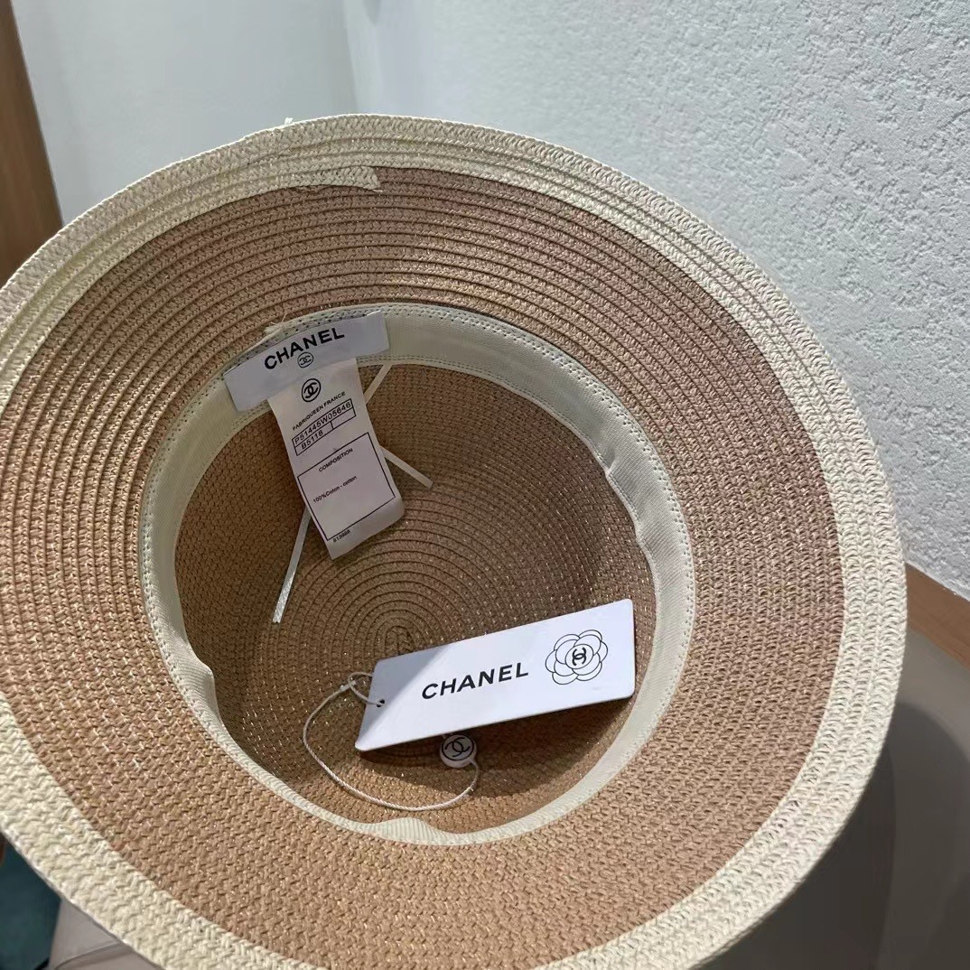 香奈儿Chanel帽子女款2025新款草编山茶花渔夫帽春夏季日系优雅防晒遮阳帽草帽
