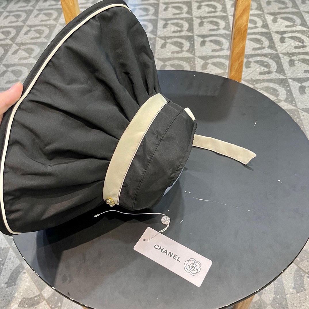 Chanel香奈儿新款空顶遮阳帽子女款夏季防紫外线太阳帽可折叠贝壳防晒帽