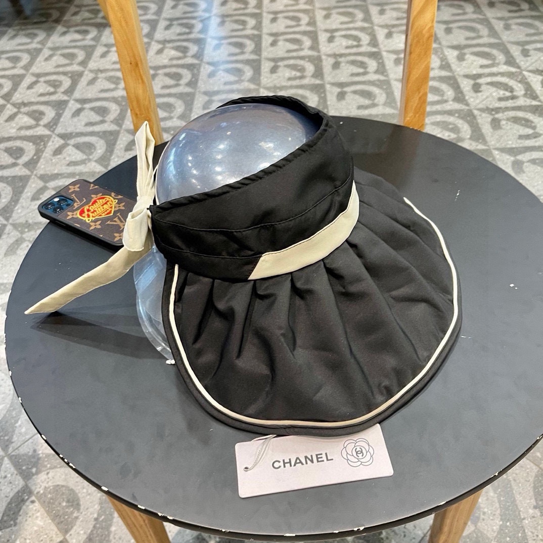 Chanel香奈儿新款空顶遮阳帽子女款夏季防紫外线太阳帽可折叠贝壳防晒帽