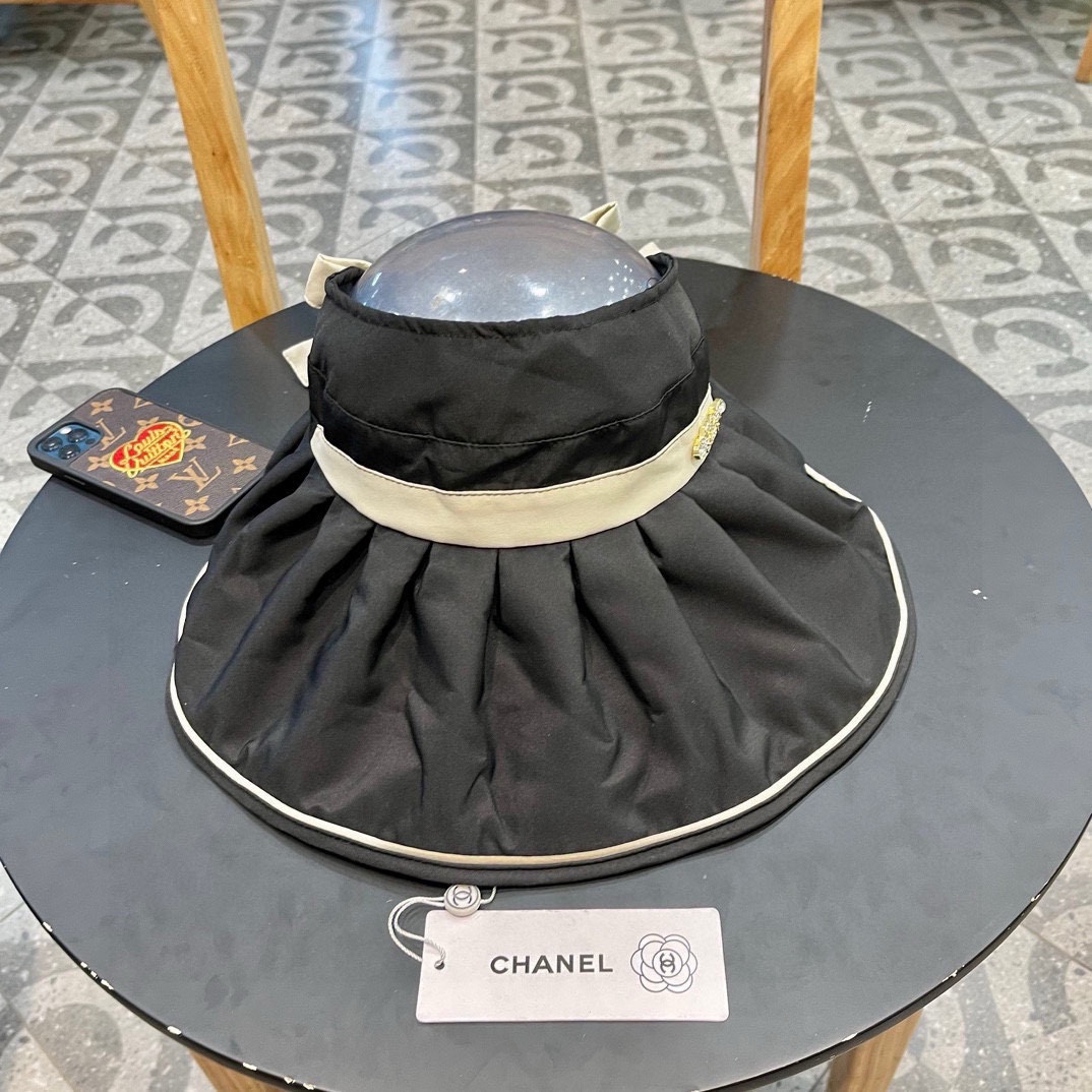 Chanel香奈儿新款空顶遮阳帽子女款夏季防紫外线太阳帽可折叠贝壳防晒帽