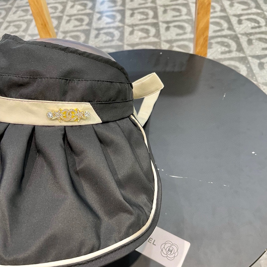 Chanel香奈儿新款空顶遮阳帽子女款夏季防紫外线太阳帽可折叠贝壳防晒帽