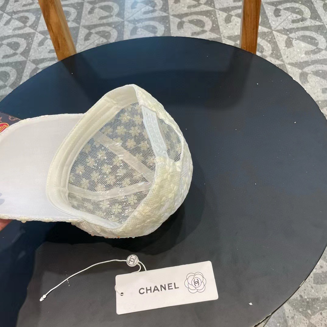  Chanel香奈儿蕾丝鸭舌帽女透气薄款时尚水钻棒球帽防晒遮阳韩版潮帽子夏太阳帽