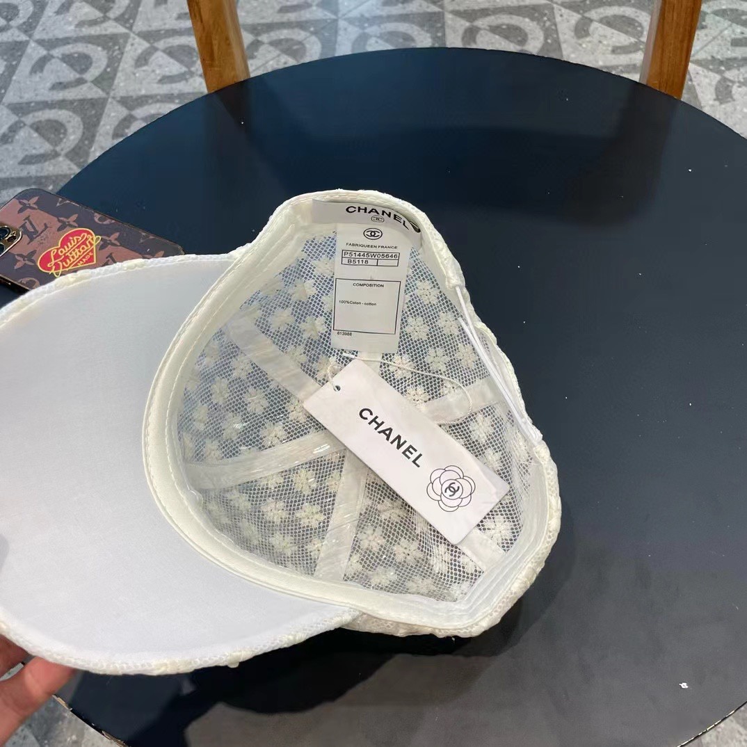  Chanel香奈儿蕾丝鸭舌帽女透气薄款时尚水钻棒球帽防晒遮阳韩版潮帽子夏太阳帽