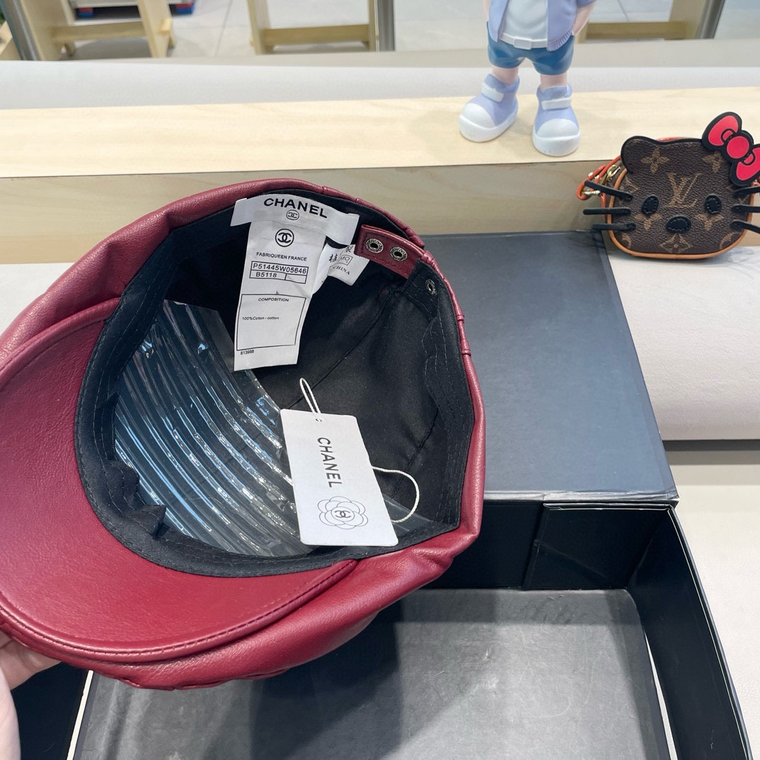  Chanel小香风Pu皮前进帽女秋季2025新款英伦报童帽复古百搭贝雷帽显脸小