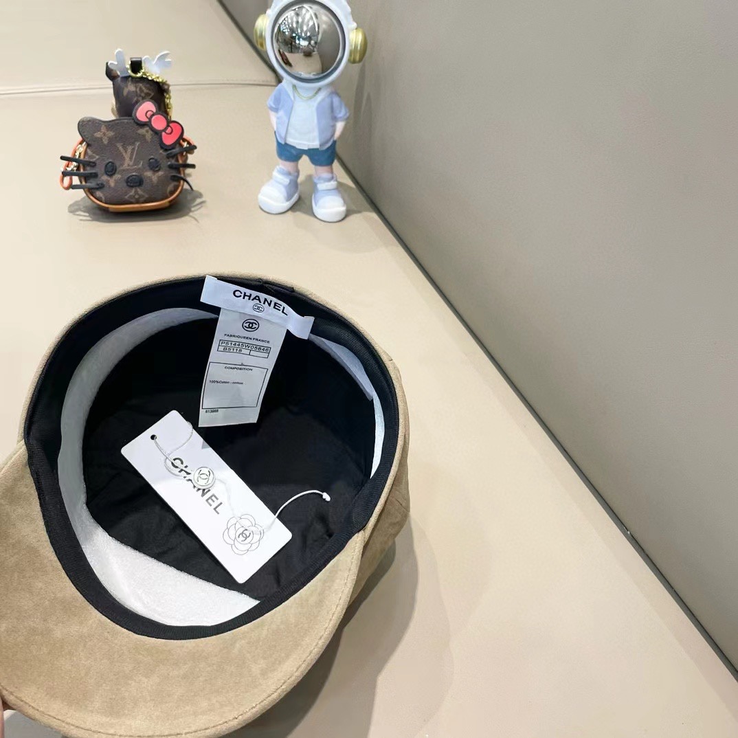 Chanel香奈儿秋冬帽子女洋气时尚显脸小黑色丝绒面料八角帽画家帽报童帽鸭舌帽