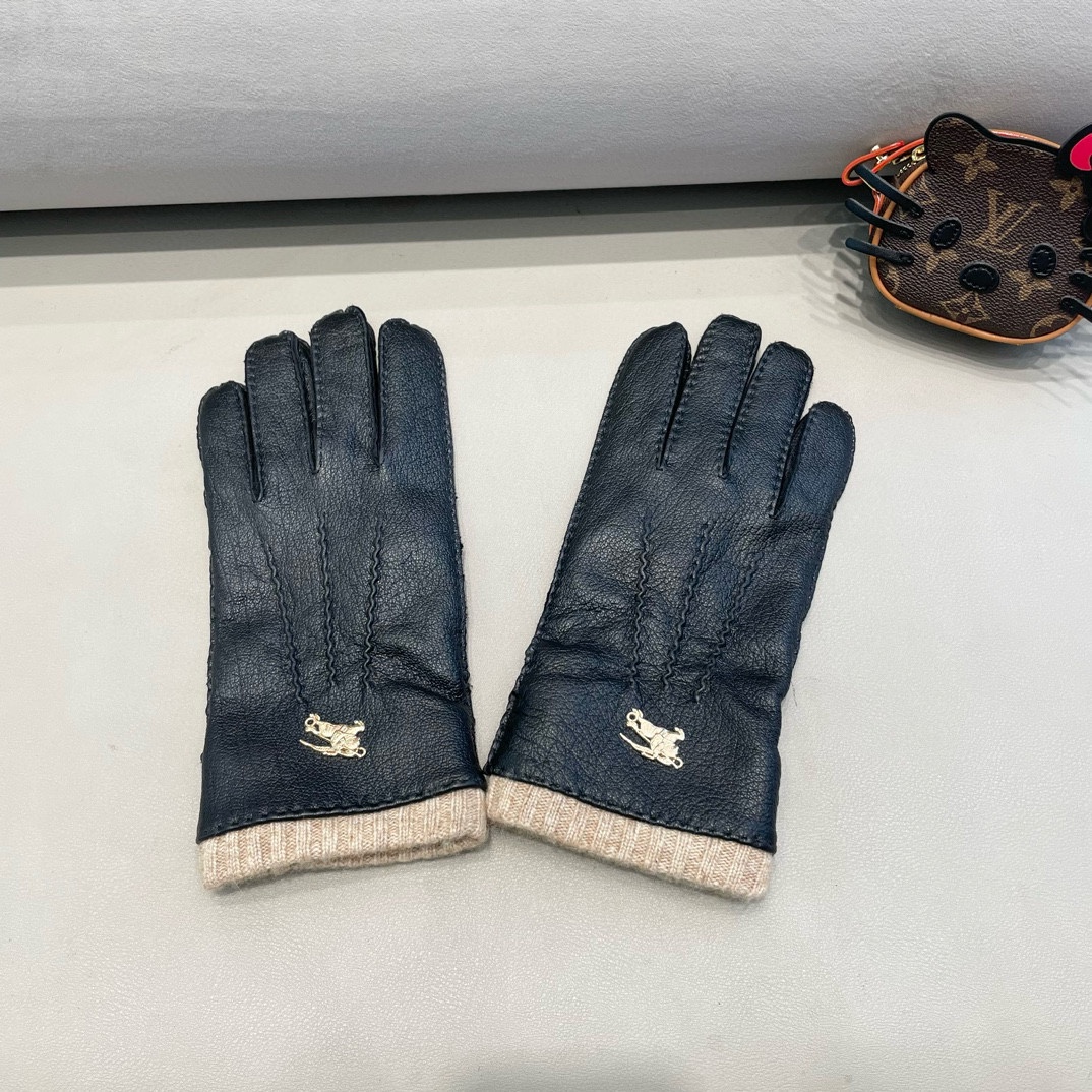 巴宝莉BURBERRY 男款新品鹿皮羊皮手套，时尚手套，秋冬保暖加绒内里，经典简洁💕上手超舒适柔软、百搭