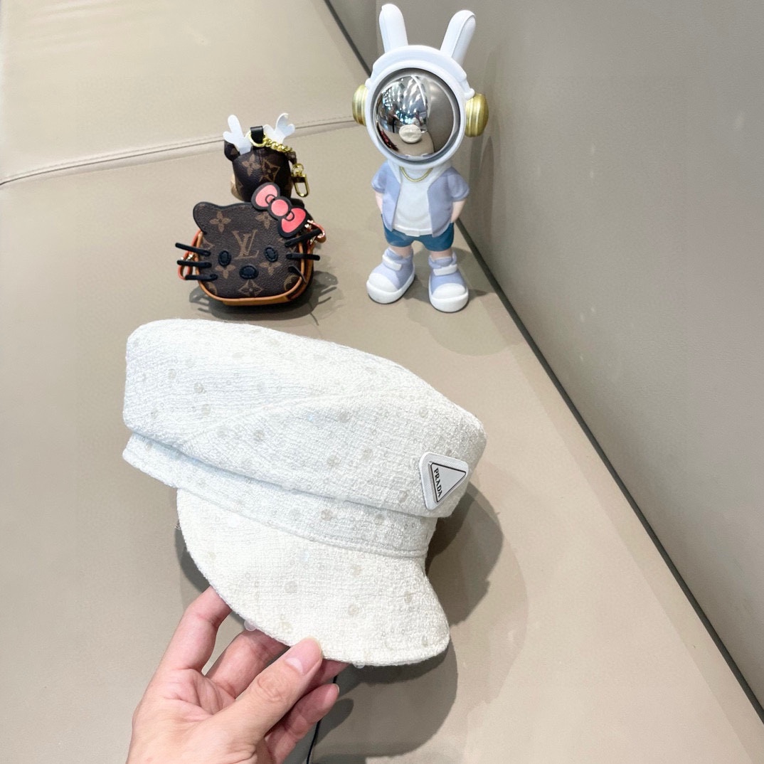  PRADA小香风海军鸭舌帽女春秋新款八角贝雷帽报童画家帽英伦韩版潮