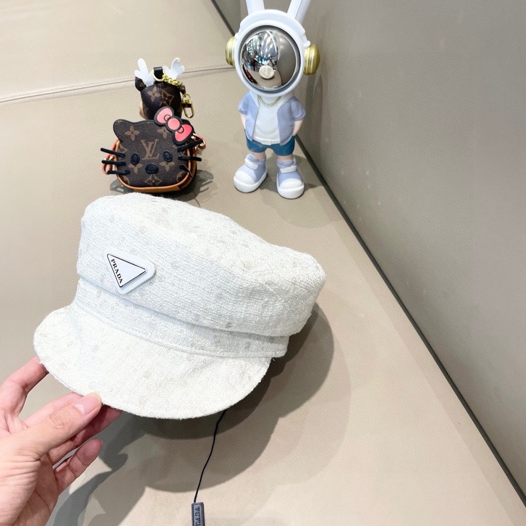  PRADA小香风海军鸭舌帽女春秋新款八角贝雷帽报童画家帽英伦韩版潮