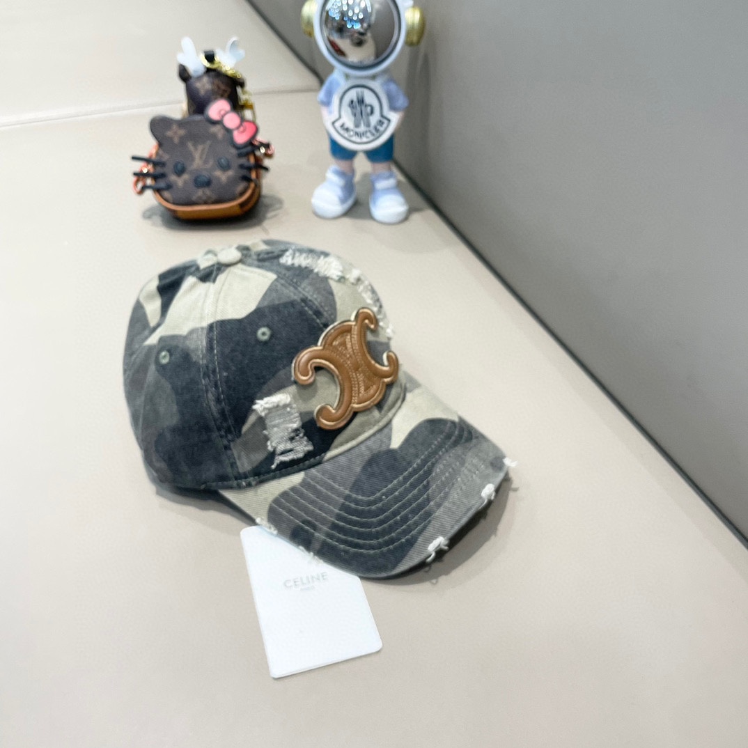  celine塞琳新款高版本炫酷迷彩三角标棒球帽🕋洋气潮品，男女同款！