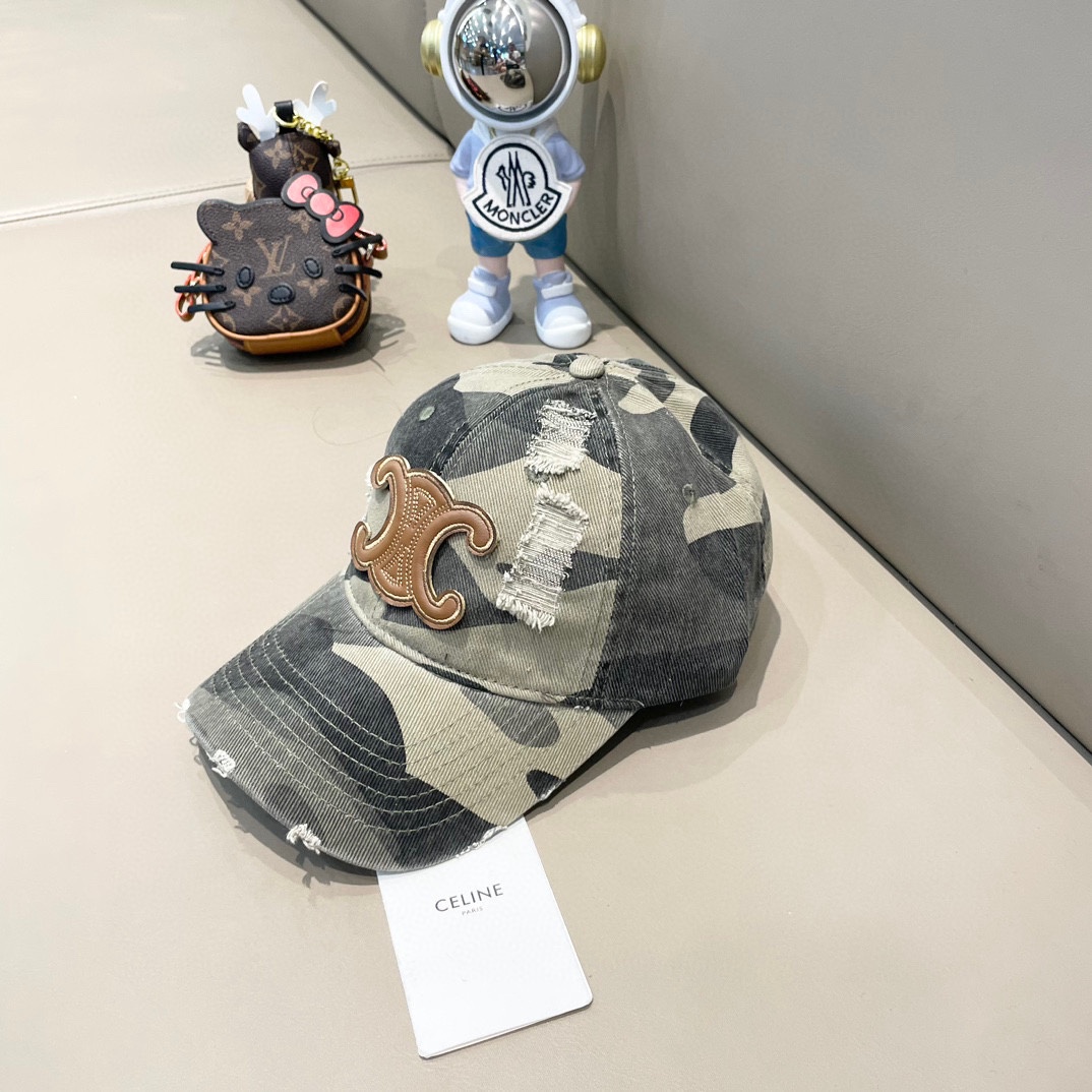  celine塞琳新款高版本炫酷迷彩三角标棒球帽🕋洋气潮品，男女同款！