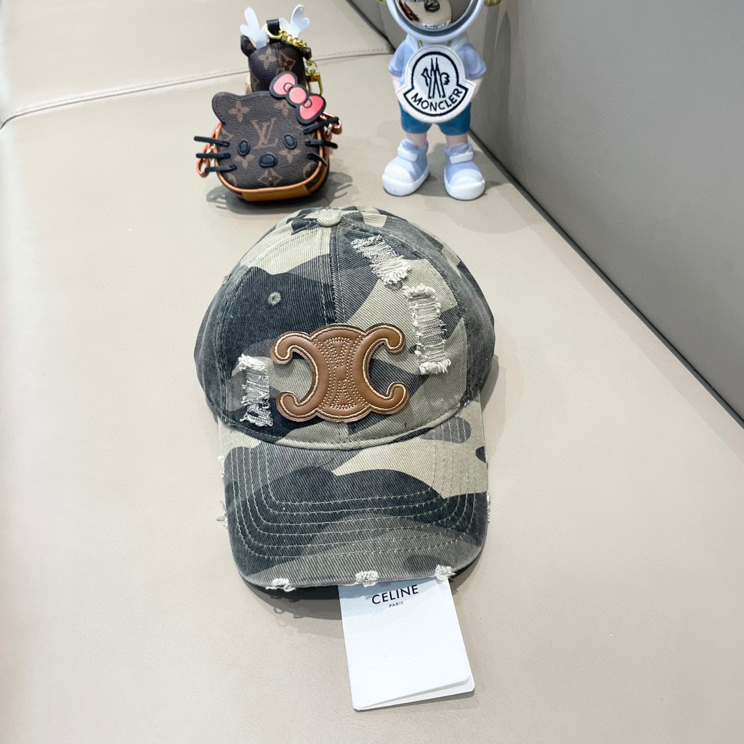 celine塞琳新款高版本炫酷迷彩三角标棒球帽🕋洋气潮品，男女同款！