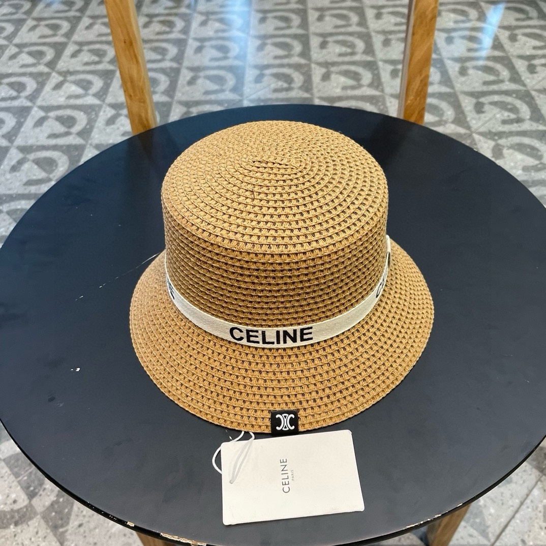   Celine赛琳2024新款平顶草帽、纯手工钩织，高级定制，库存多，头围57cm