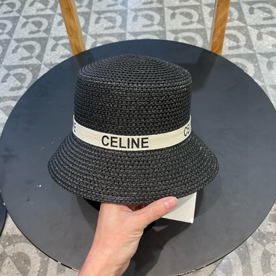   Celine赛琳新款平顶草帽、纯手工钩织，高级定制，库存多，头围57cm