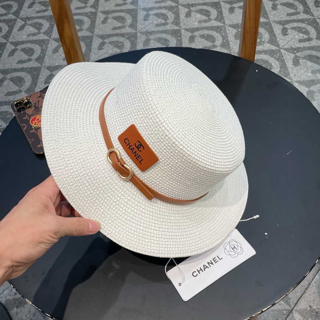  【CHANEL香奈儿】l5新款小香风草编度假风盆帽草帽，大牌风～出街旅行单品