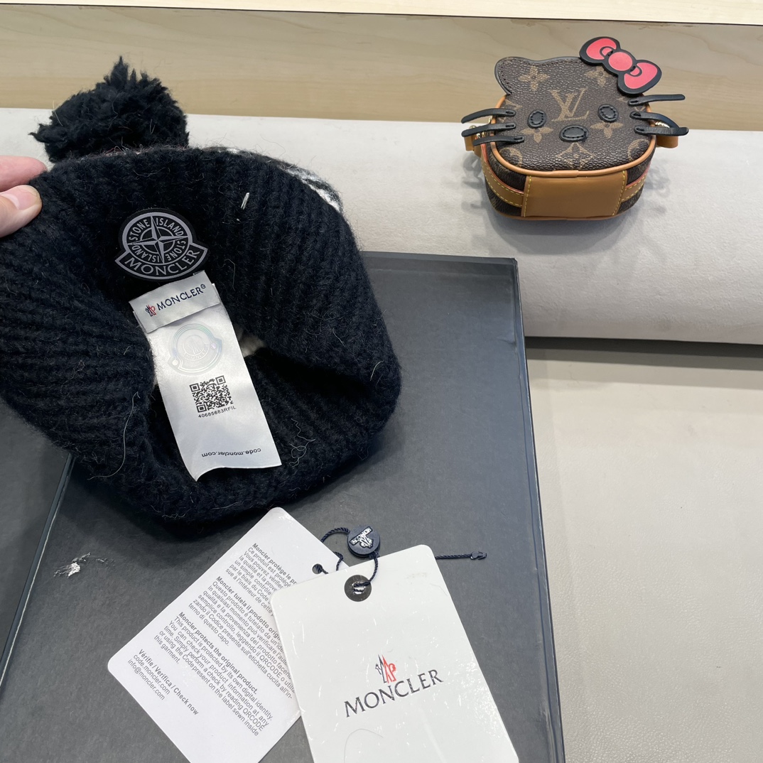 moncler冬季加厚保暖帽子女可爱大毛球针织帽大头围韩版冬天防寒护耳冷帽