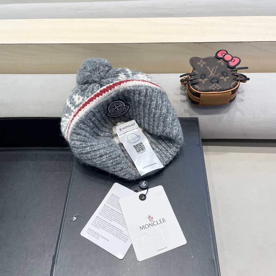 moncler冬季加厚保暖帽子女可爱大毛球针织帽大头围韩版冬天防寒护耳冷帽