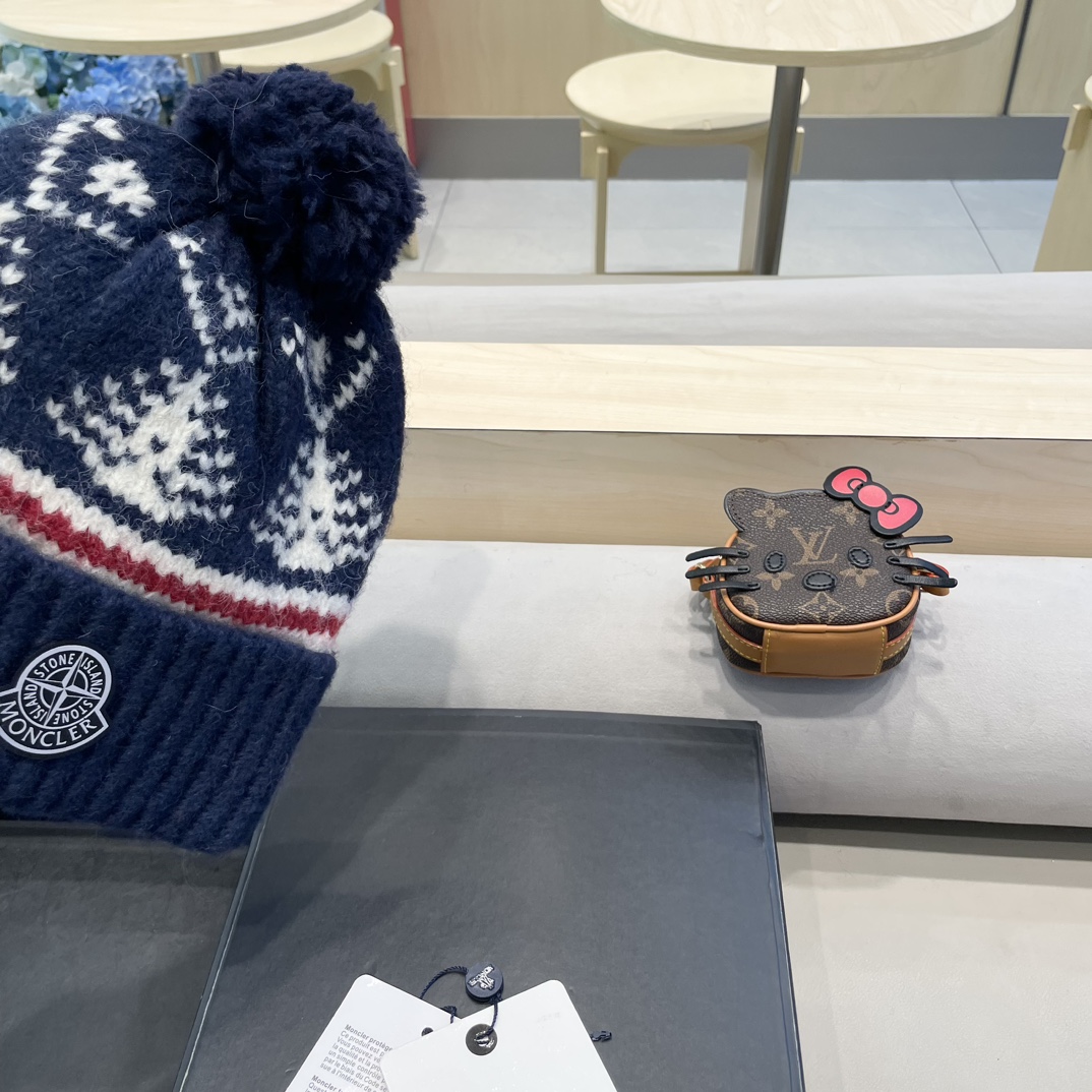 moncler冬季加厚保暖帽子女可爱大毛球针织帽大头围韩版冬天防寒护耳冷帽