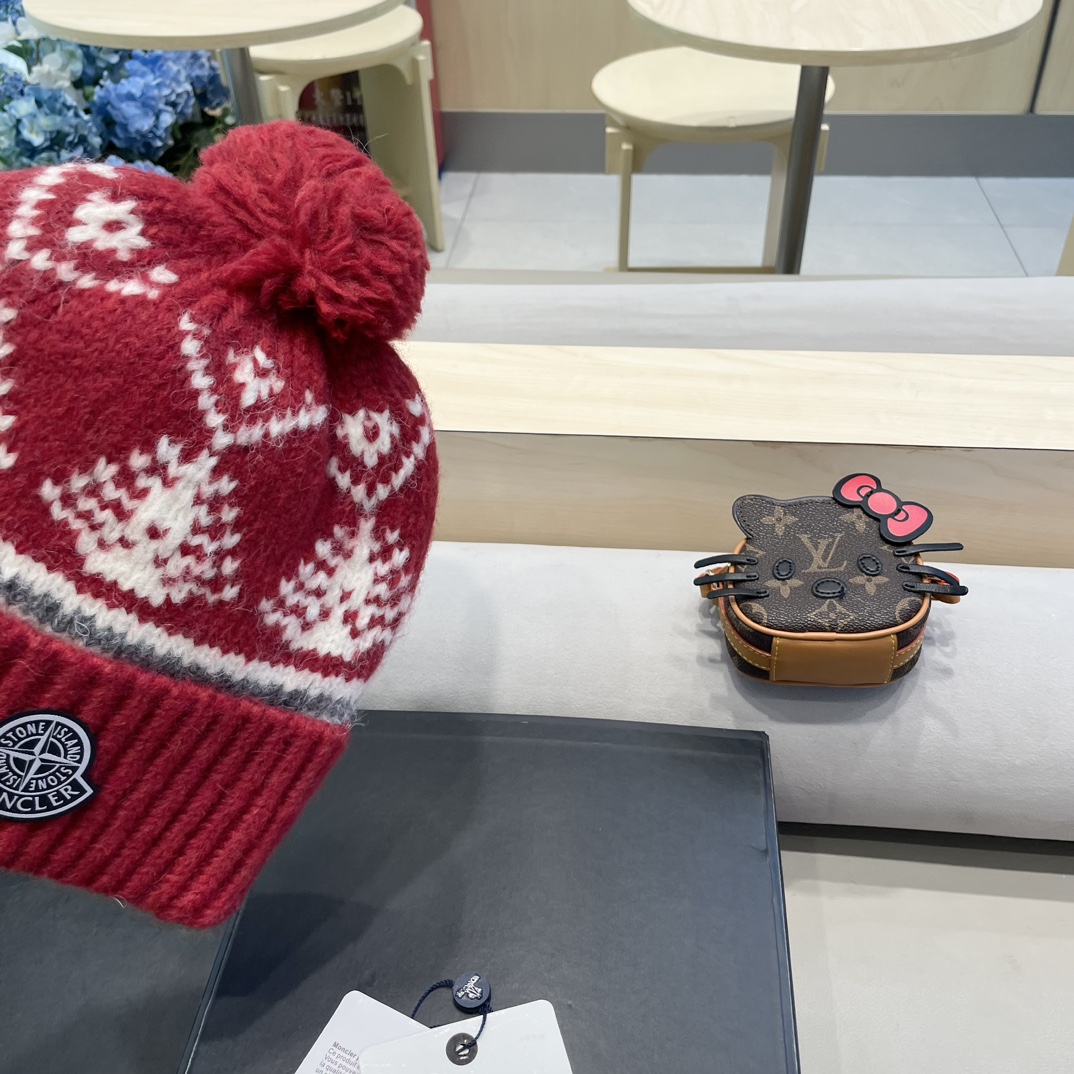 moncler冬季加厚保暖帽子女可爱大毛球针织帽大头围韩版冬天防寒护耳冷帽