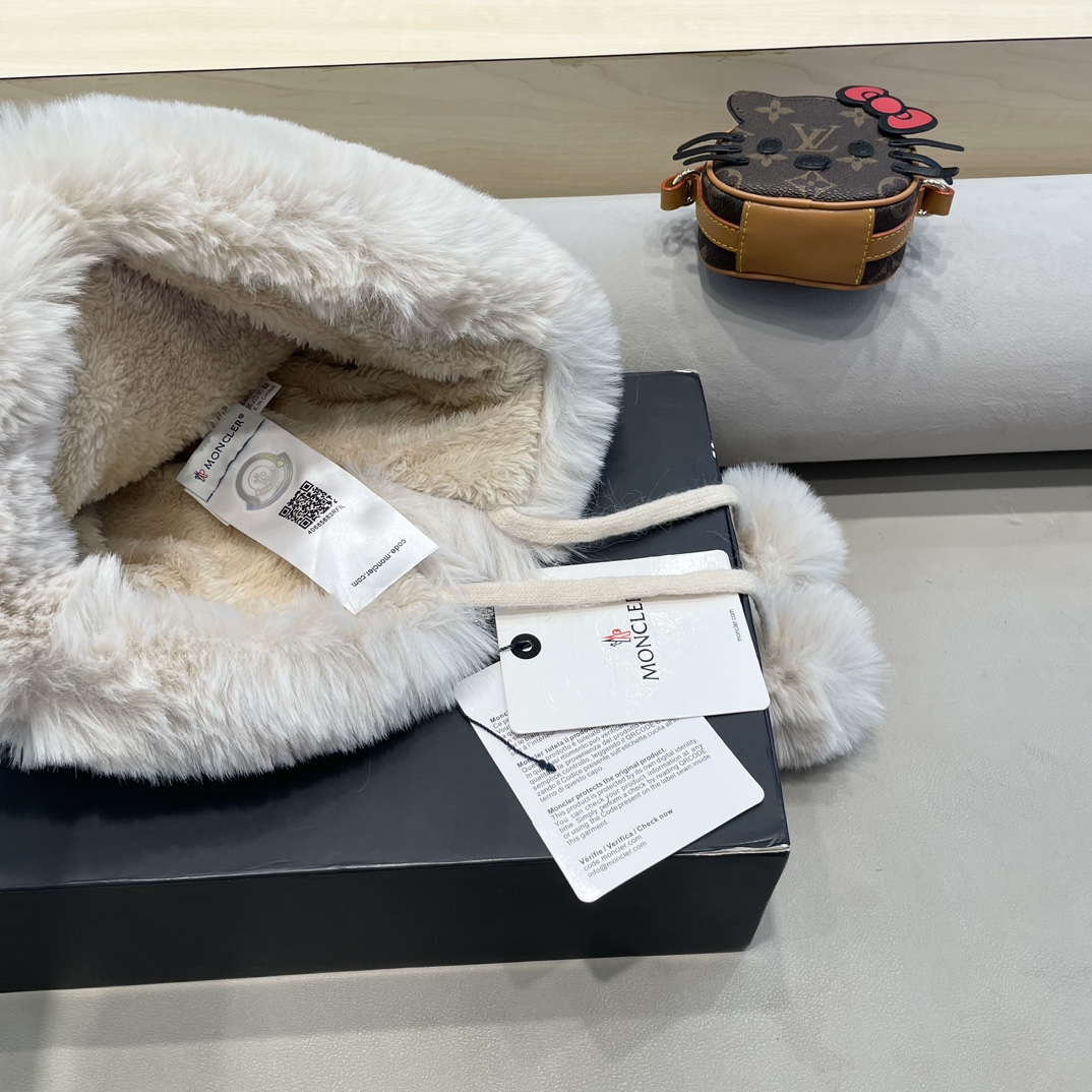 moncler甜美护耳毛线帽子女秋冬加绒保暖套头帽日韩版百搭防寒针织帽亮片
