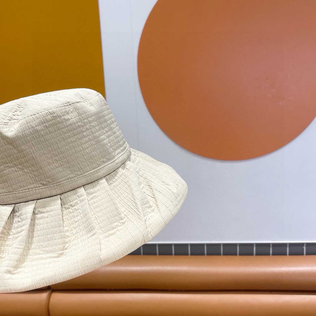  Chanel香奈儿 百褶边显脸小渔夫帽夏季女日系优雅遮脸防晒盆帽 海边沙滩帽