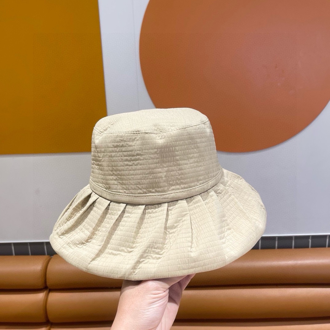  Chanel香奈儿 百褶边显脸小渔夫帽夏季女日系优雅遮脸防晒盆帽 海边沙滩帽