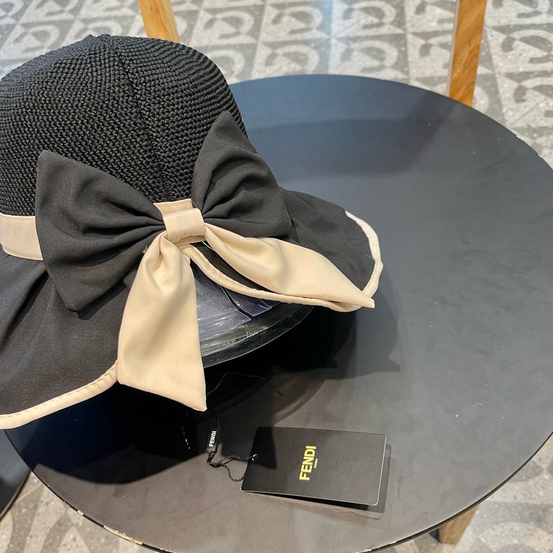 芬迪fendl  新款黑胶遮阳帽女款夏防紫外线遮阳防晒帽高级感