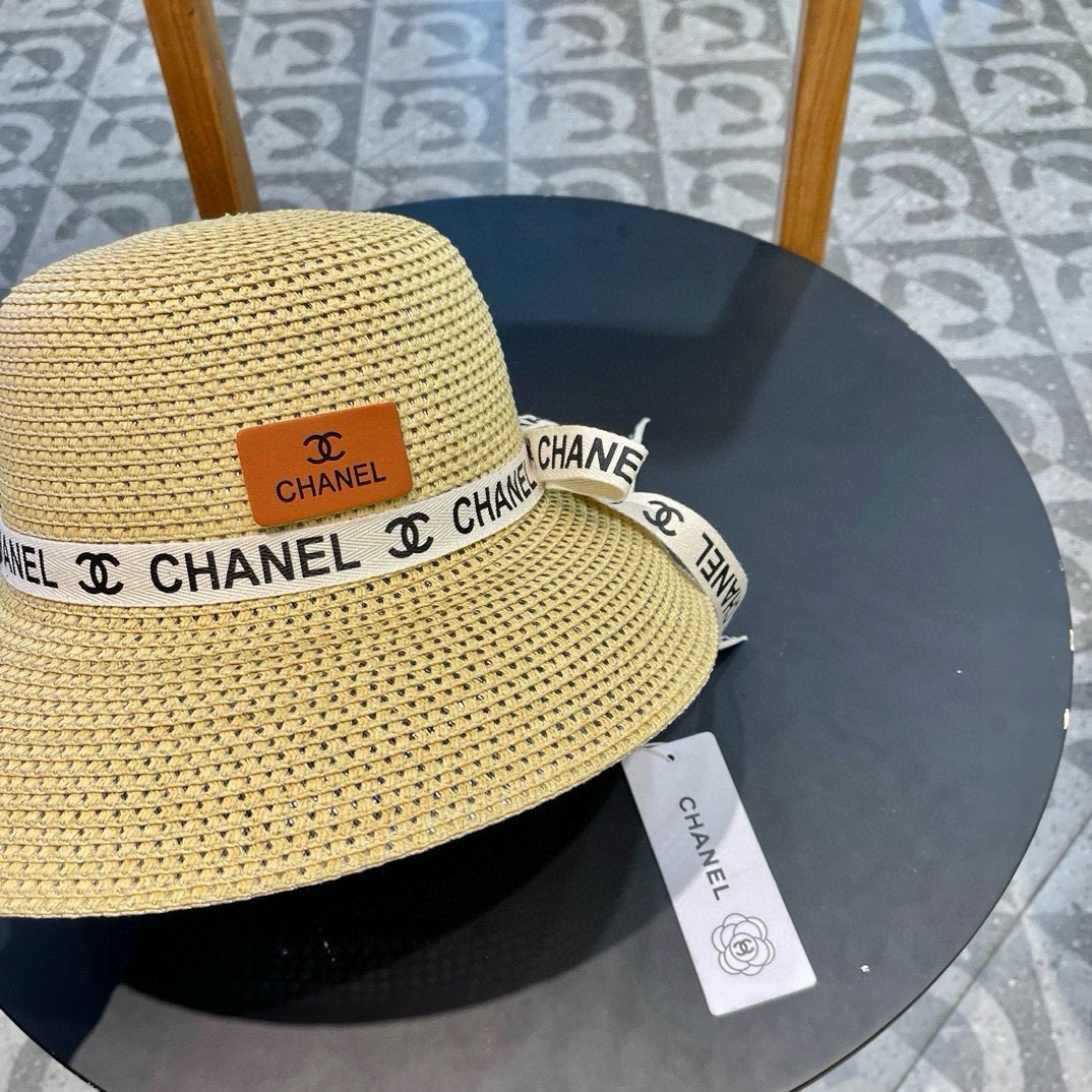   Chanel香奈儿草帽，防晒遮阳帽，头围57
