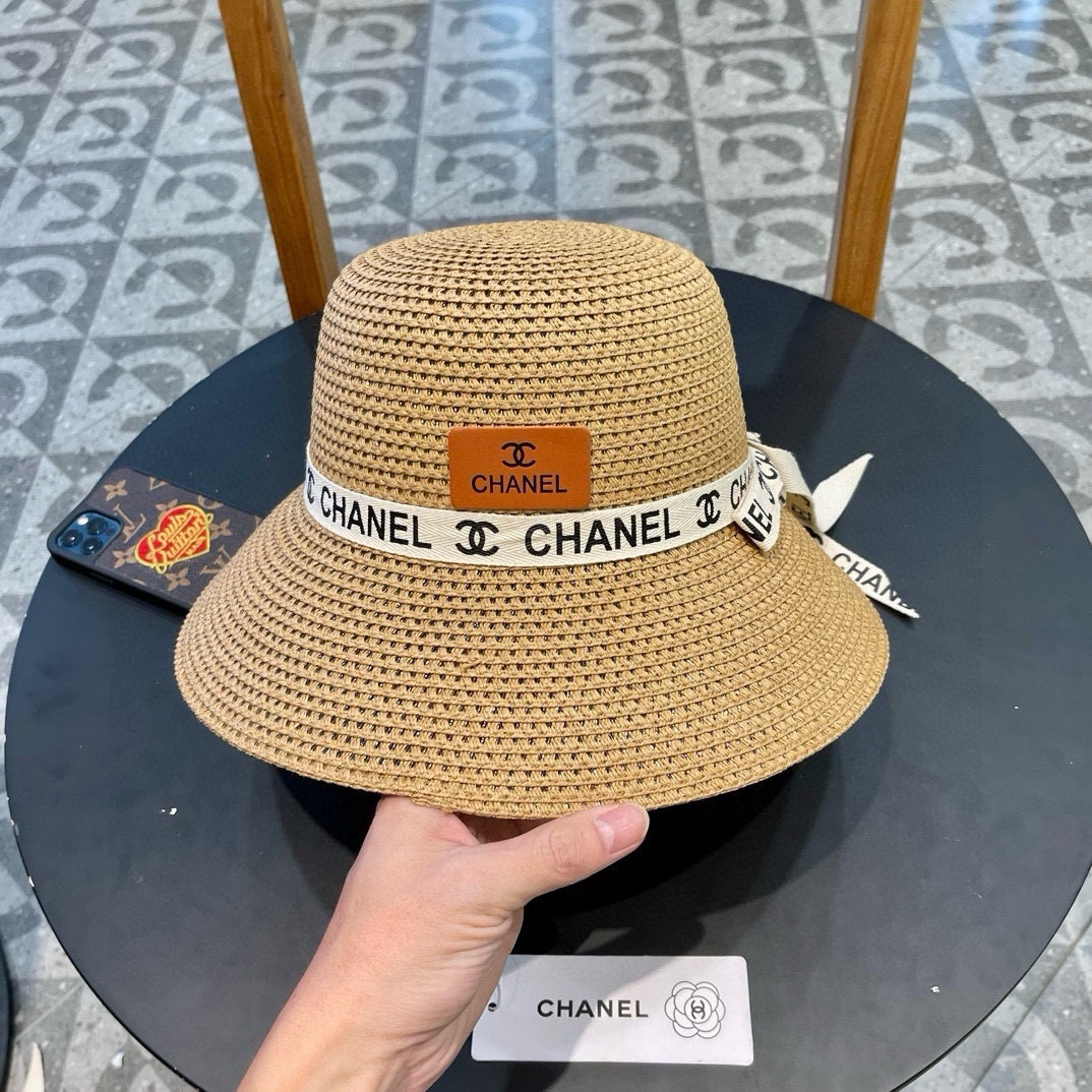   Chanel香奈儿草帽，防晒遮阳帽，头围57