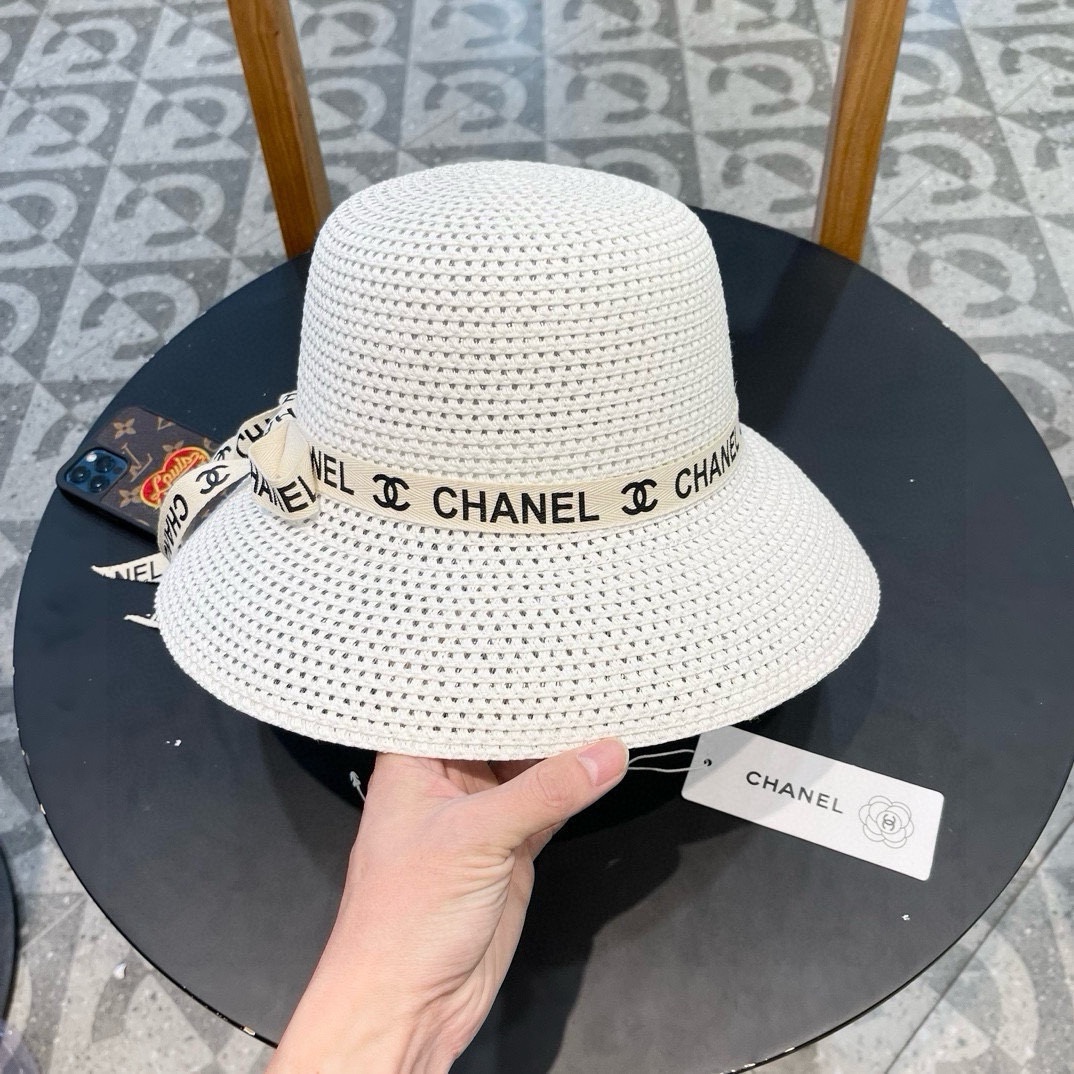   Chanel香奈儿草帽，防晒遮阳帽，头围57