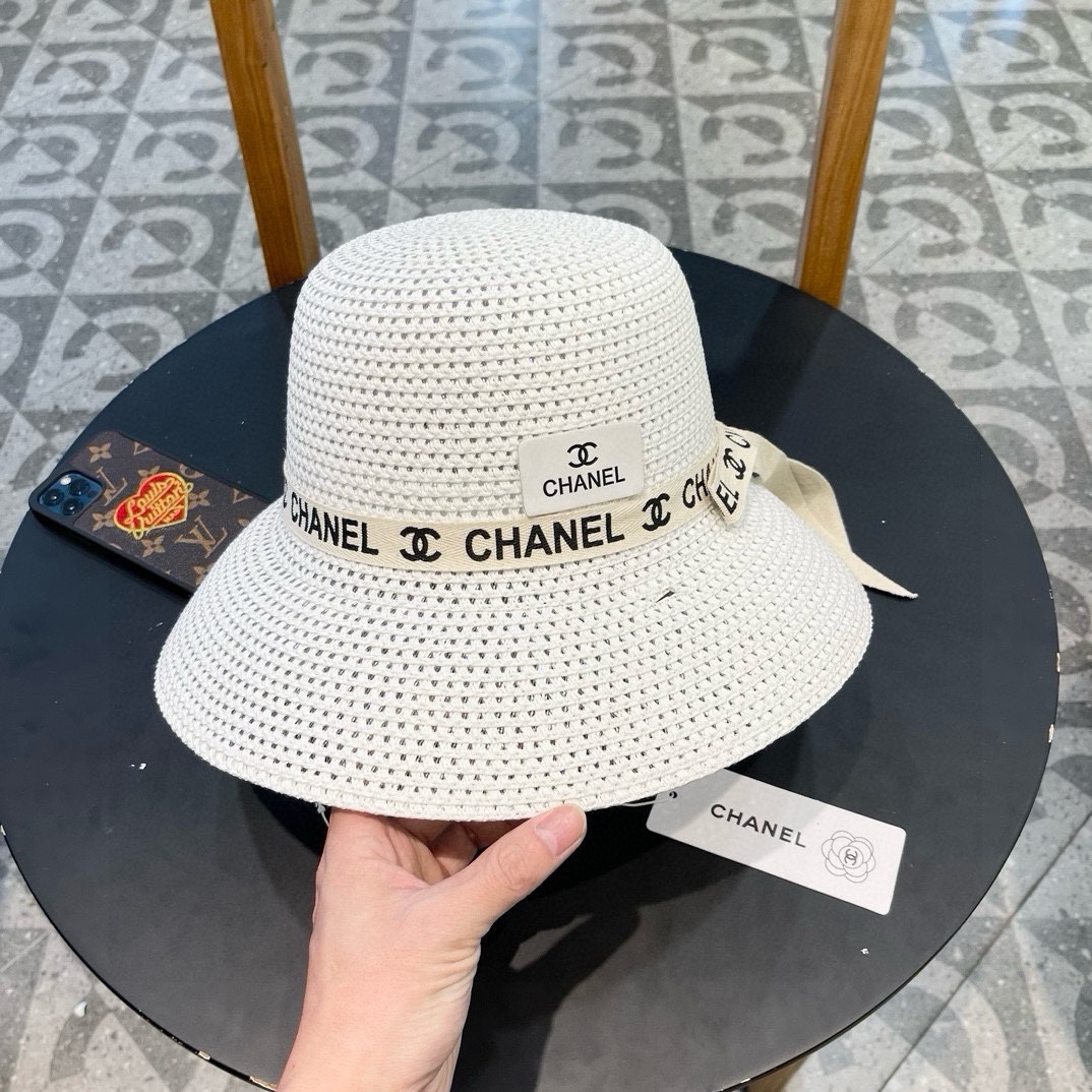   Chanel香奈儿草帽，防晒遮阳帽，头围57