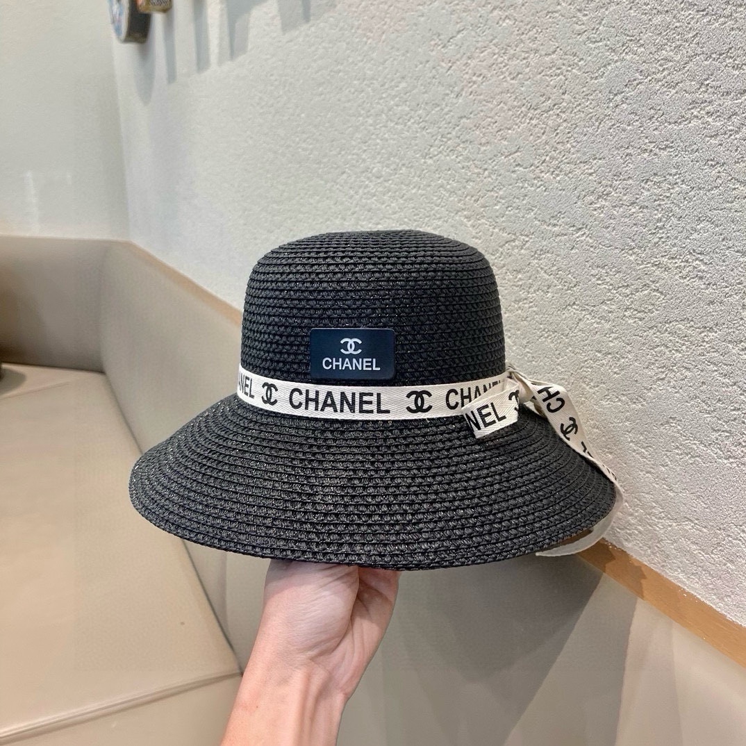   Chanel香奈儿草帽，防晒遮阳帽，头围57