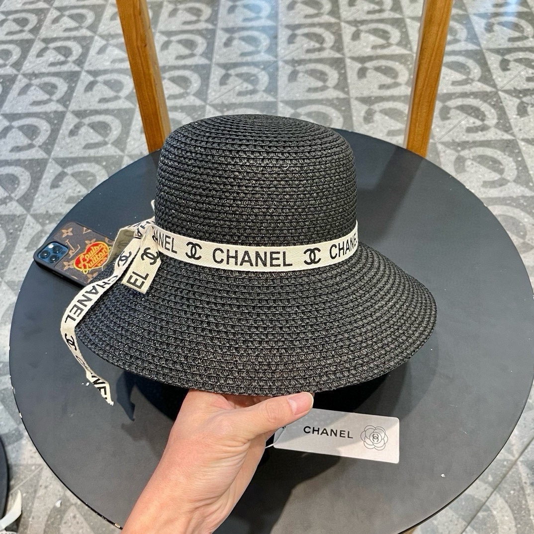   Chanel香奈儿草帽，防晒遮阳帽，头围57