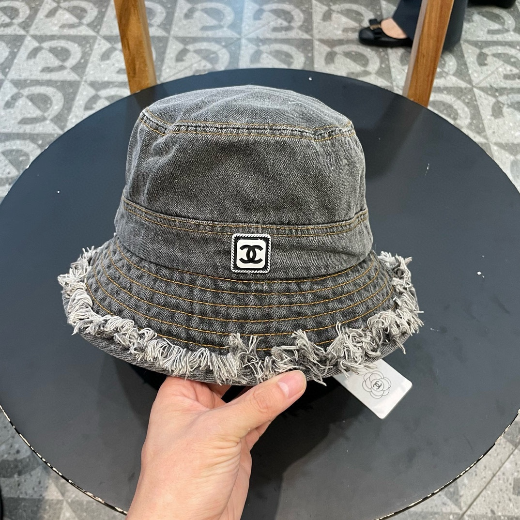 Chanel 盆帽牛仔帽子女渔夫帽显脸小遮阳防晒帽韩版潮太阳帽遮脸百搭潮牌