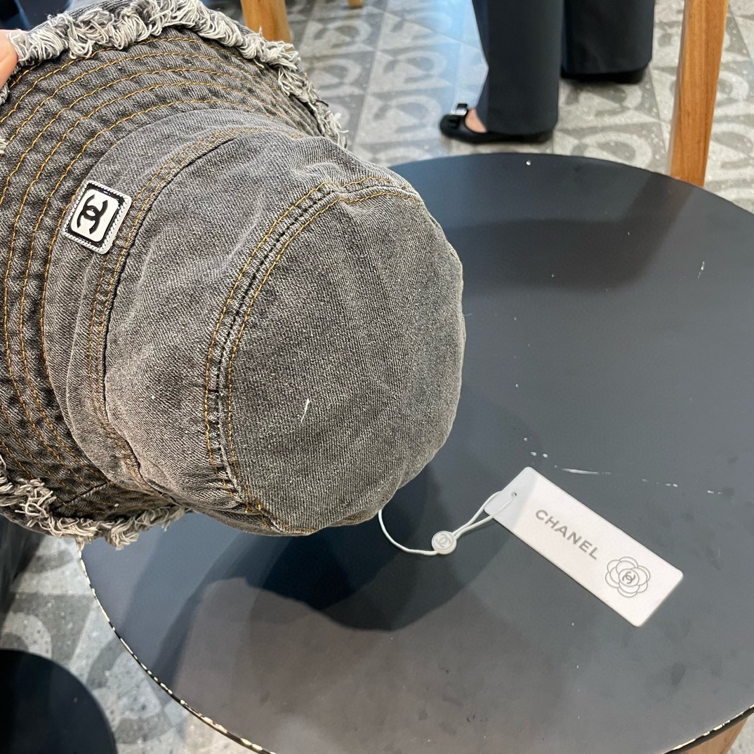 Chanel 盆帽牛仔帽子女渔夫帽显脸小遮阳防晒帽韩版潮太阳帽遮脸百搭潮牌