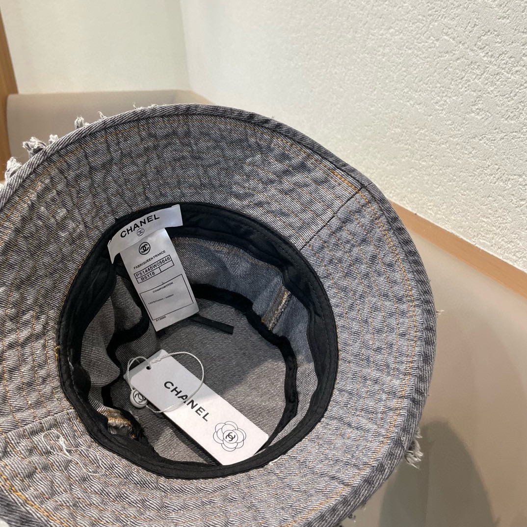 Chanel 盆帽牛仔帽子女渔夫帽显脸小遮阳防晒帽韩版潮太阳帽遮脸百搭潮牌