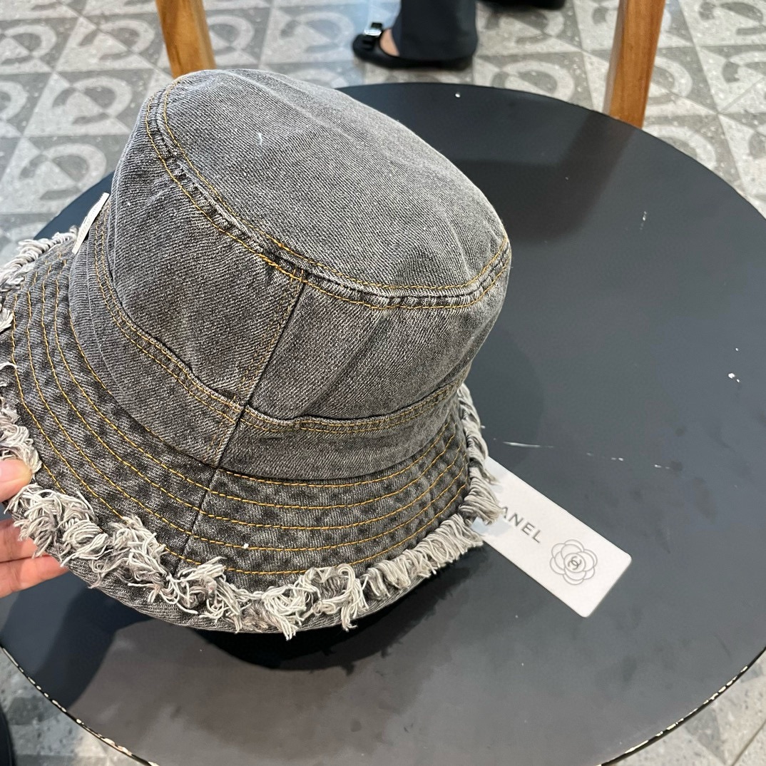 Chanel 盆帽牛仔帽子女渔夫帽显脸小遮阳防晒帽韩版潮太阳帽遮脸百搭潮牌