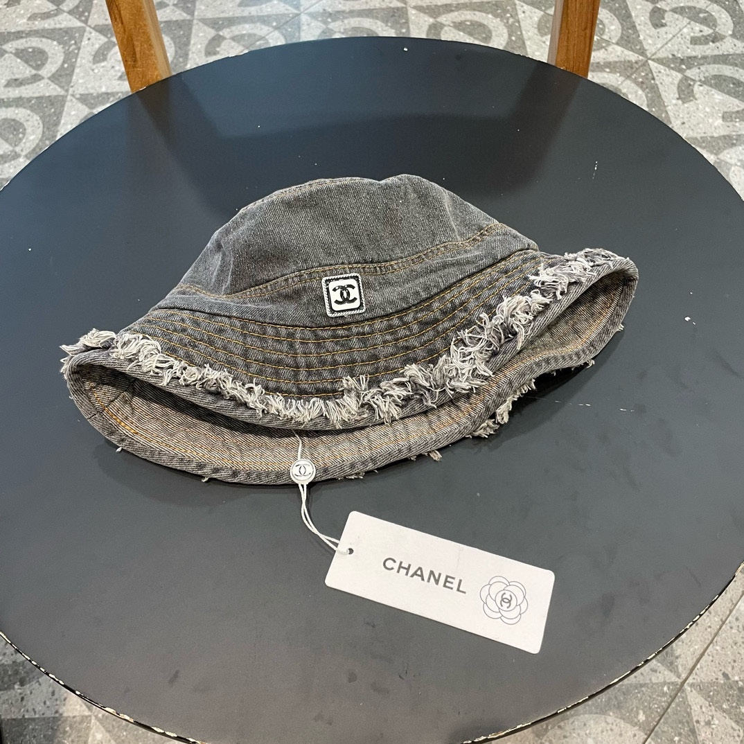 Chanel 盆帽牛仔帽子女渔夫帽显脸小遮阳防晒帽韩版潮太阳帽遮脸百搭潮牌