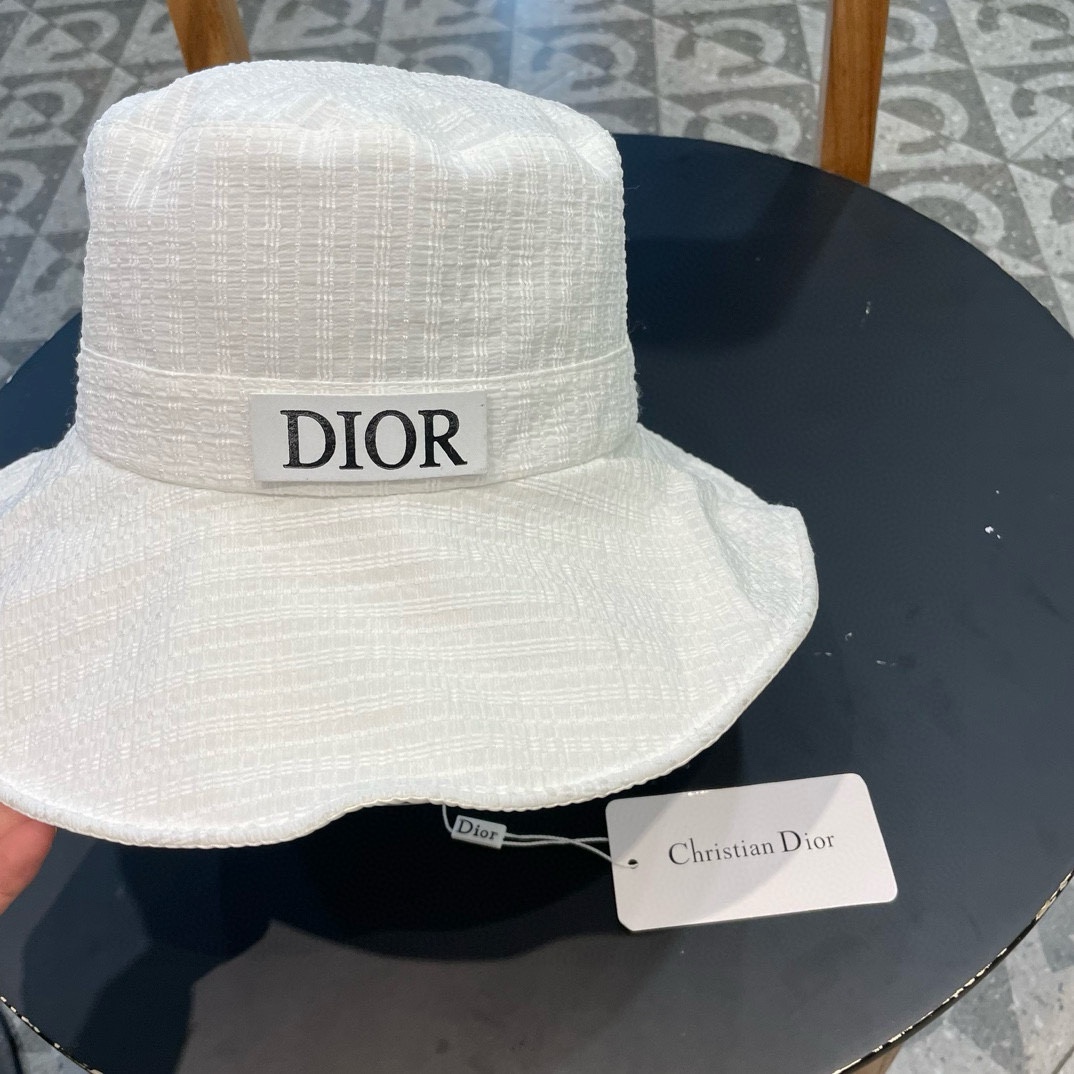 Dior大檐遮阳渔夫帽子女春夏季百搭蝴蝶结盆帽素颜遮脸时尚防晒太阳帽