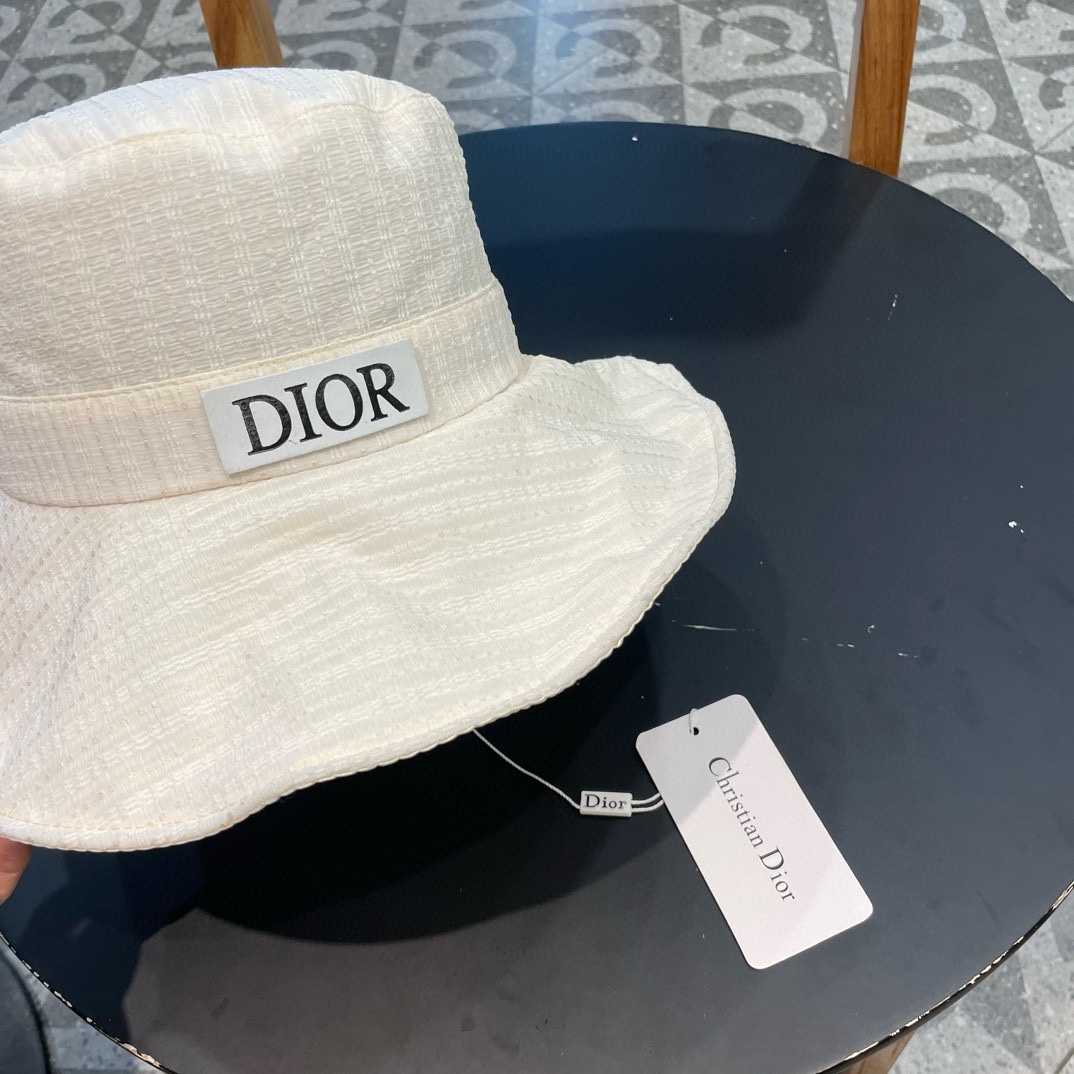 Dior大檐遮阳渔夫帽子女春夏季百搭蝴蝶结盆帽素颜遮脸时尚防晒太阳帽