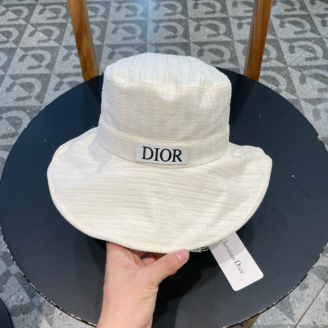 Dior大檐遮阳渔夫帽子女春夏季百搭蝴蝶结盆帽素颜遮脸时尚防晒太阳帽