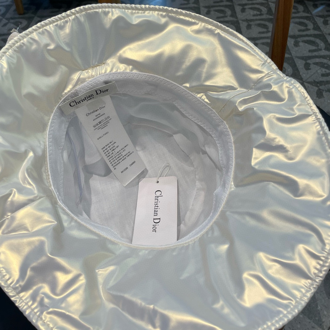 Dior大檐遮阳渔夫帽子女春夏季百搭蝴蝶结盆帽素颜遮脸时尚防晒太阳帽