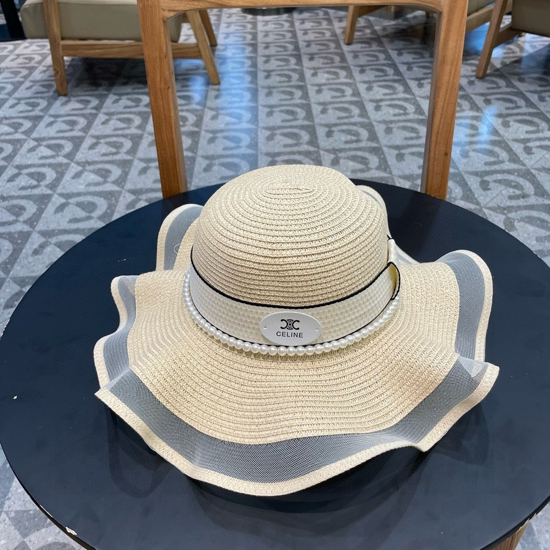 NO:223159,【CELINE】New resort style Arc de Triomphe wavy straw hat, foldable sunshade and easy to match, travel items for travel, straw hat, fisherman hat, baseball hat, knit hat, hat, celine, celine, espadrilles, hats19860909【CELINE赛琳】新款度假风凯旋门波浪边草帽,可折叠遮阳又好搭配,出街旅行单品帽子草帽渔夫帽棒球帽针织帽,帽子,celine,celine,espadrilles,hats,hat