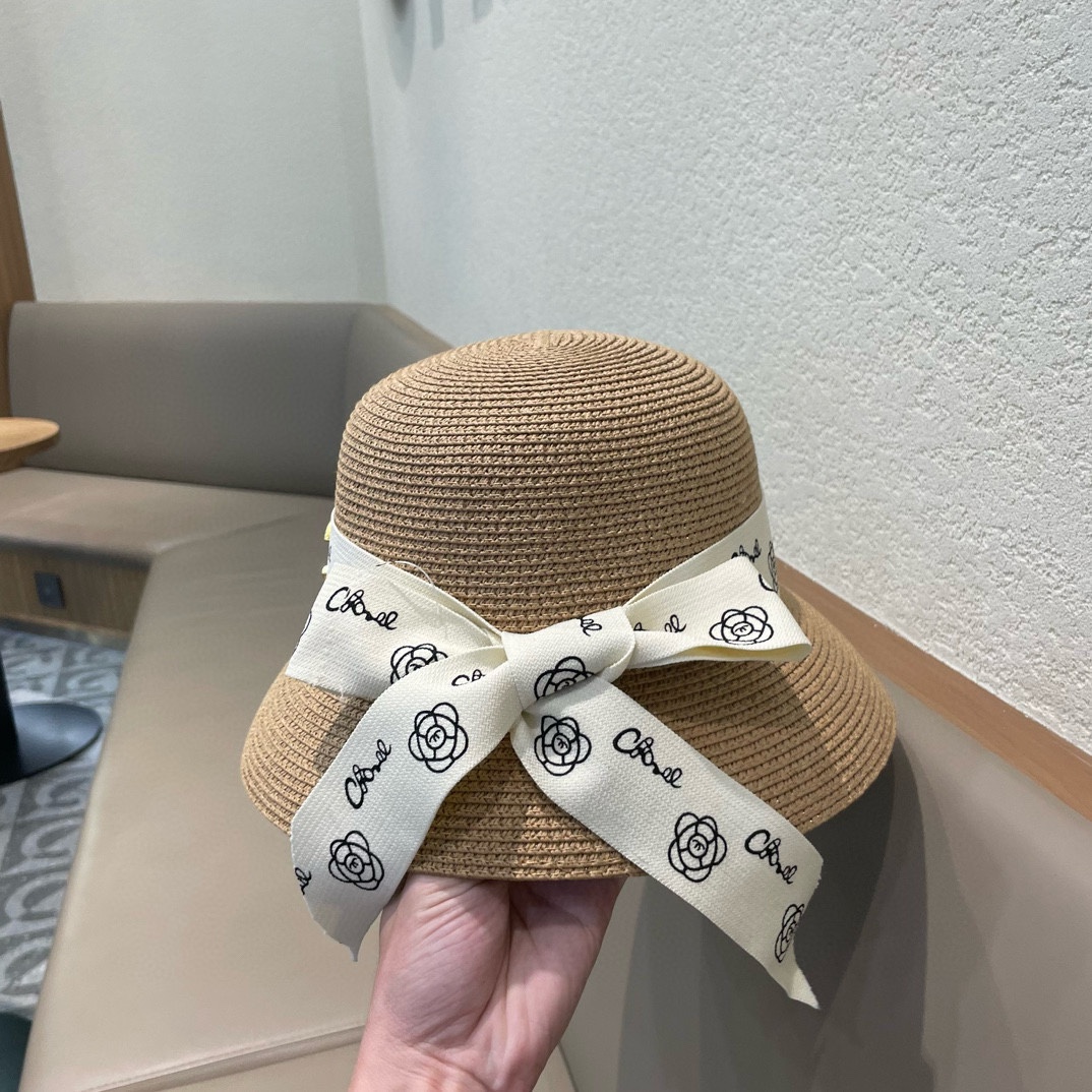    Chanel2024新款香奈儿名媛风草帽，沙滩🏖️帽，头围57cm