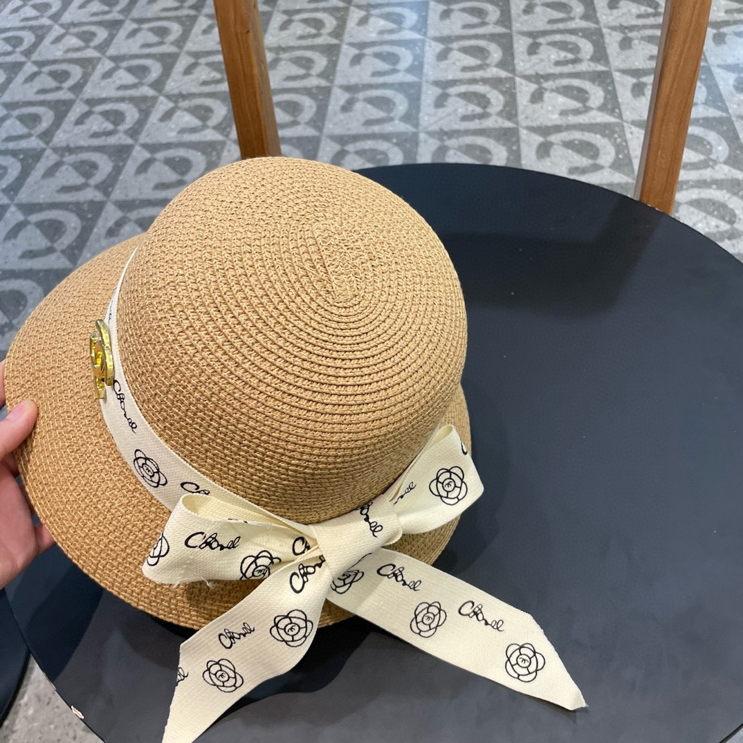    Chanel2024新款香奈儿名媛风草帽，沙滩🏖️帽，头围57cm